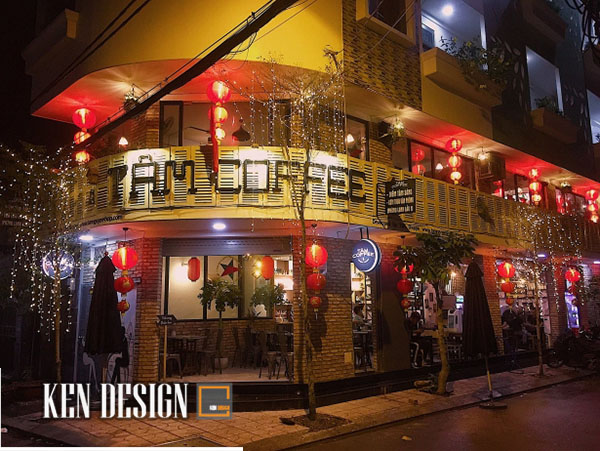 thiết kế quán cafe đèn lồng